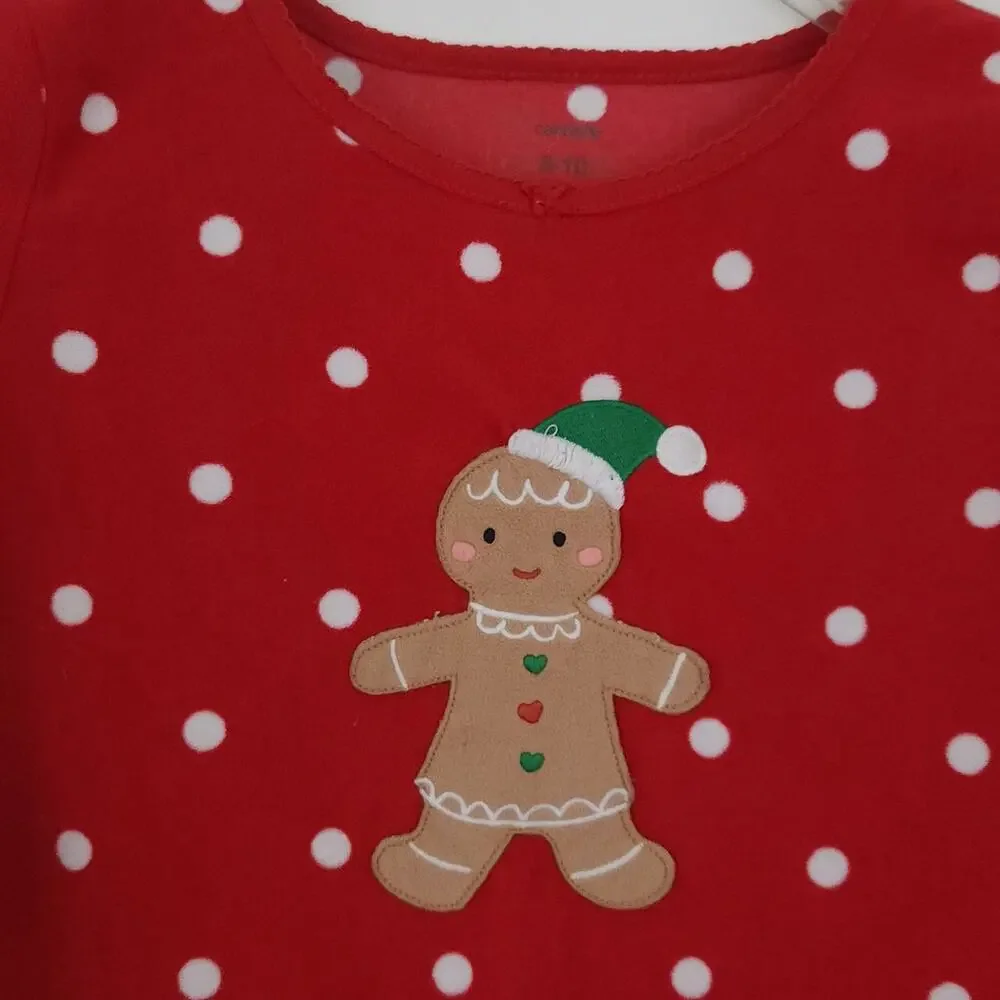 Carters Girls Christmas Pajamas Gingerbread Girl Size 8-10 Fleece Nightgown
